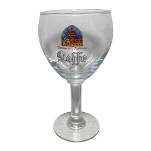 Leffe Branded Beer Goblet Glass With Stained Glass Abbey Design